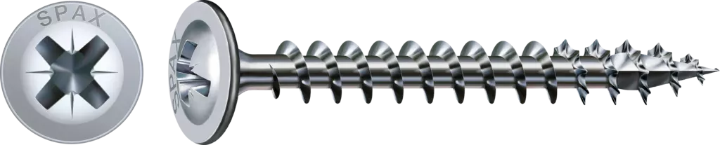SPAX Universalschraube, 3,5 x 35 mm, 2000 Stück, Vollgewinde, Rückwandkopf, Kreuzschlitz Z2, 4CUT, WIROX - 0281010350352